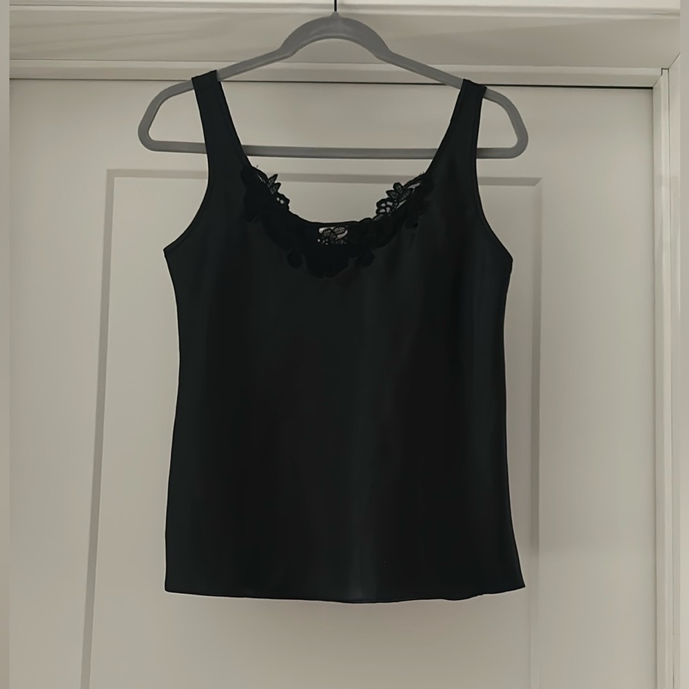 Black Lace Trim Tank Top